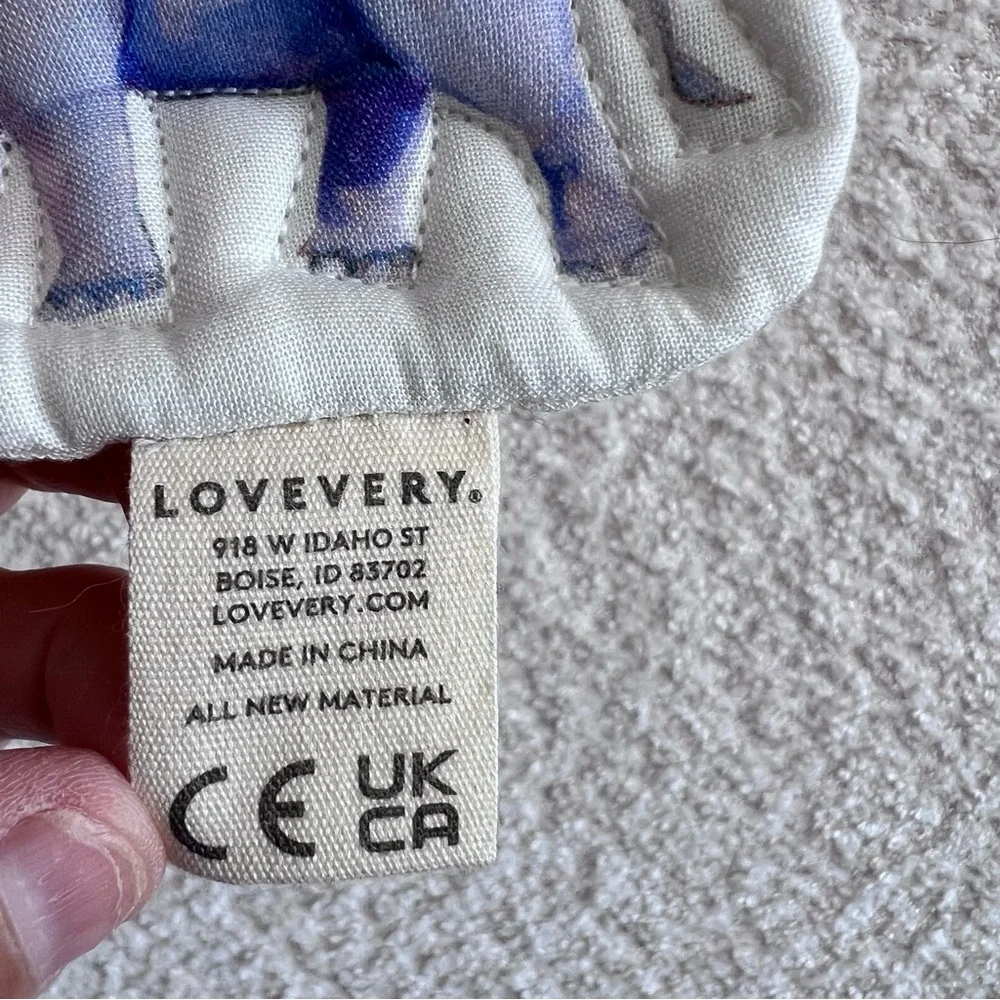 Lovevery Quilted Critter Pockets 9 Pockets Organic Cotton White‎ Blue Matching